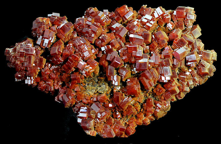 Vanadinite Large Bright Red Crystals On Black Barite Matrix Morocco 12 Cms